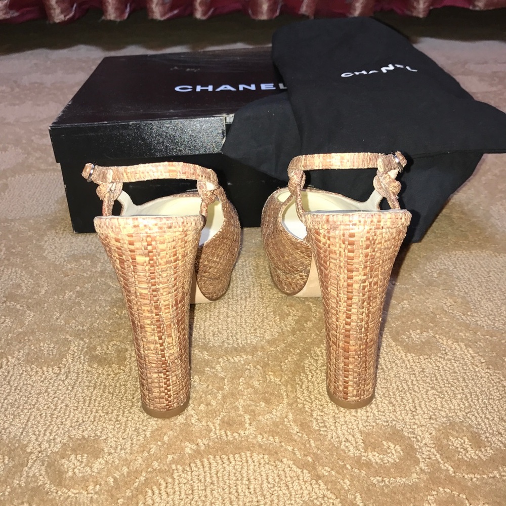 Chanel slingback platform heels tweed design - Picture 3 of 7